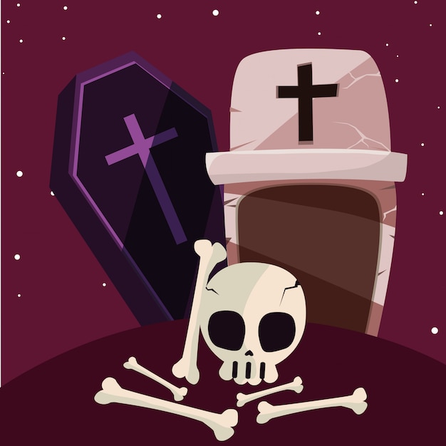 Dibujos animados de calavera de halloween