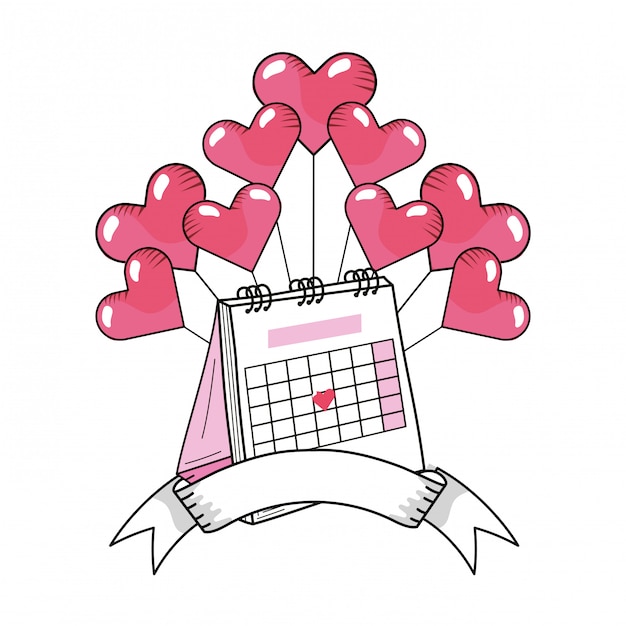 Vector dibujos animados de calendario del día de san valentín