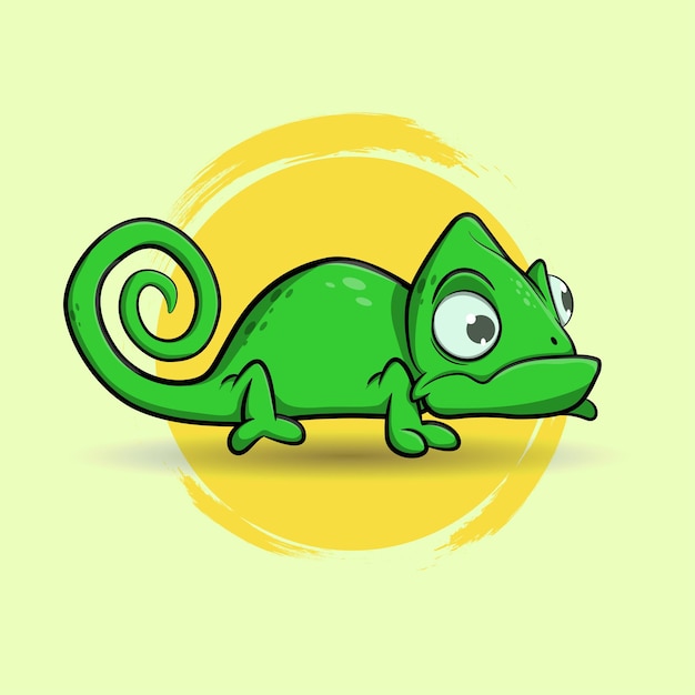 Vector dibujos animados de camaleón lindo verde arrastrándose