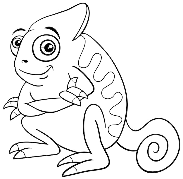 dibujos animados camaleón reptil personaje animal salvaje página de colorear