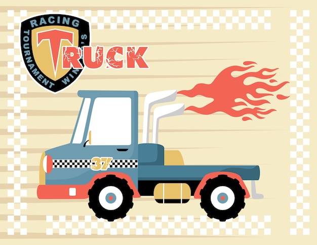 Vector dibujos animados de camiones de carreras