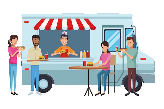 dibujos animados de camiones de comida rápida
