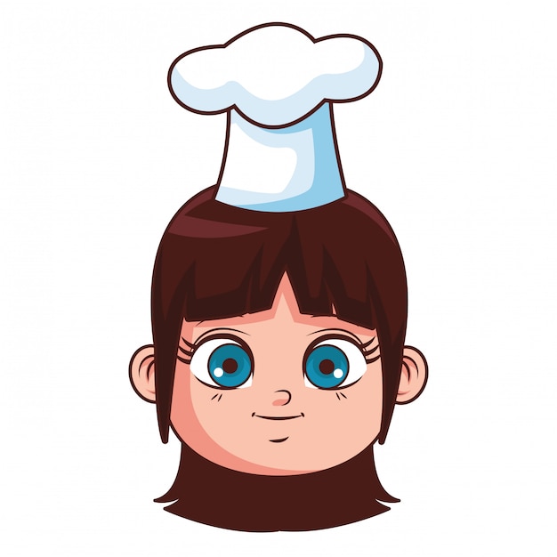 Vector dibujos animados de cara de chica de chef lindo