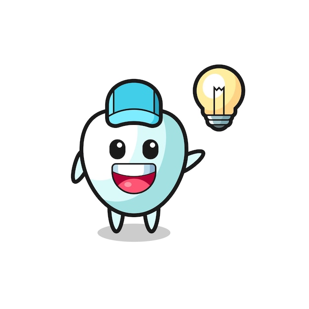 Dibujos animados de carácter de diente teniendo la idea