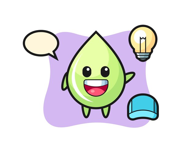 Dibujos animados de carácter de gota de jugo de melón entendiendo la idea
