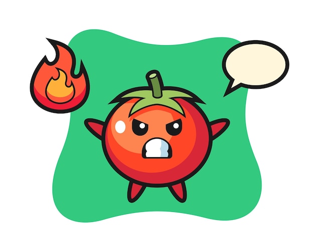 Vector dibujos animados de carácter de tomates con gesto enojado, diseño de estilo lindo para camiseta, pegatina, elemento de logotipo