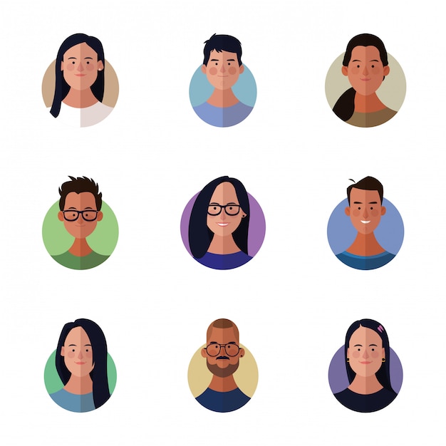 Vector dibujos animados de caras de personas