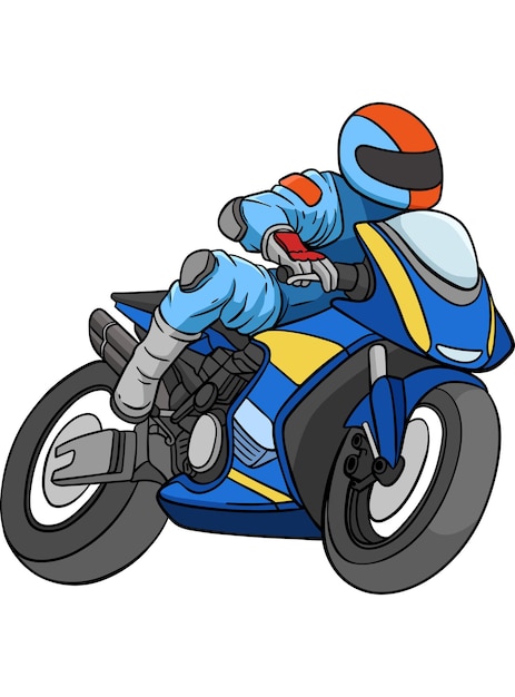 Vector dibujos animados de carreras de motos prediseñada coloreada