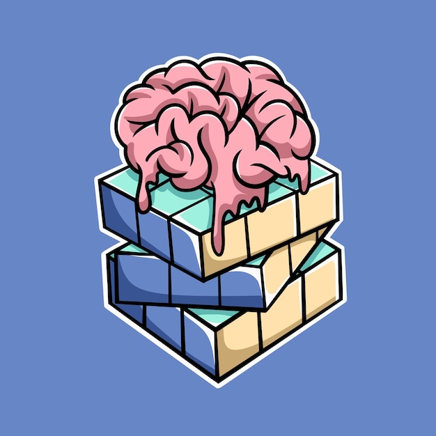 Dibujos animados de cerebro de cubo de rubik