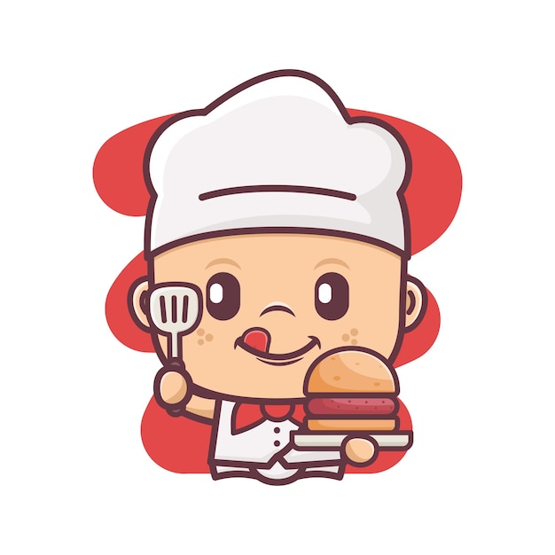 dibujos animados de chef con hamburguesas