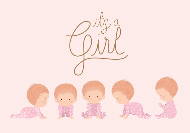 Dibujos animados de chicas del concepto de baby shower