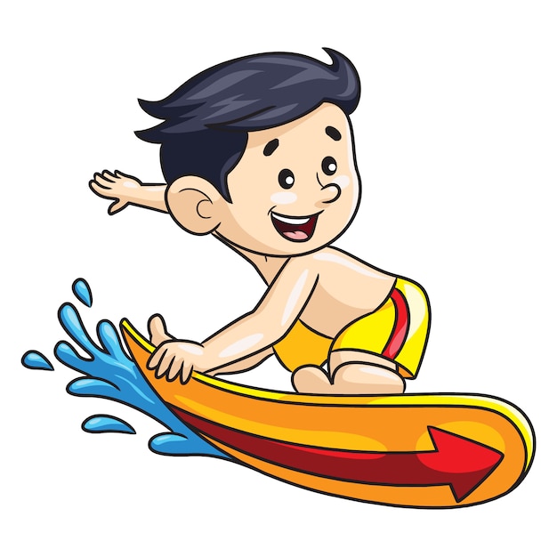 Dibujos animados de chico surfista