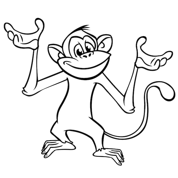 Dibujos animados de chimpancés monos divertidos con dibujos vectoriales