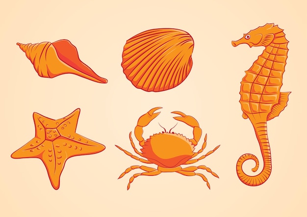 Dibujos animados de cinco tipos de bestias marinas