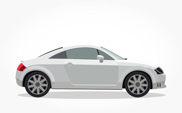 Dibujos animados de coche blanco con detalles laterales y efecto de sombra | Vector Premium Dibujos animados de coche blanco con detalles laterales y efecto de sombra | Vector Premium