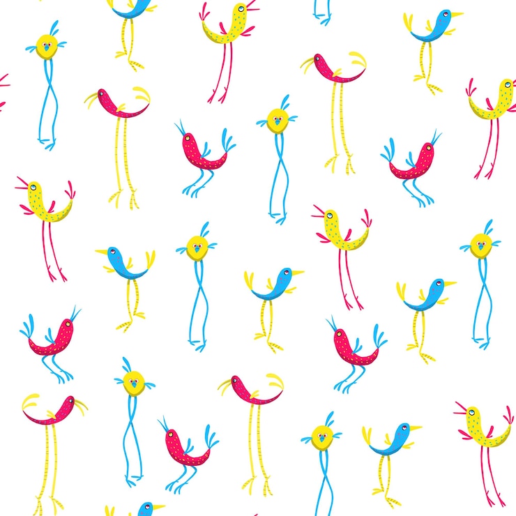 Vector dibujos animados coloridos pájaros para niños de patrones sin fisuras