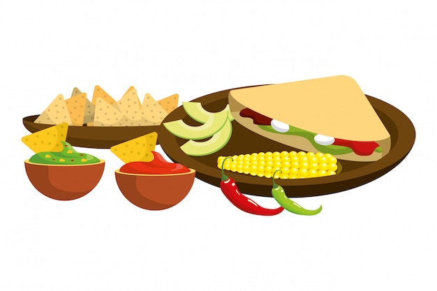 Vector dibujos animados de comida mexicana deliciosa