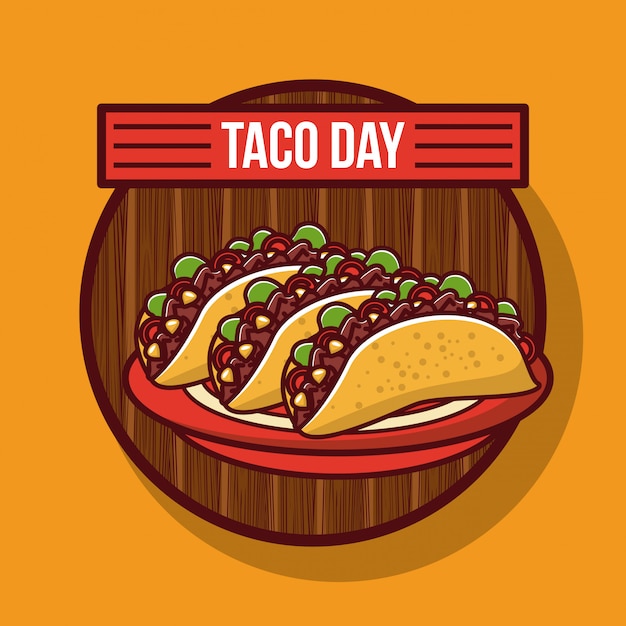 Dibujos animados de comida mexicana del día del taco