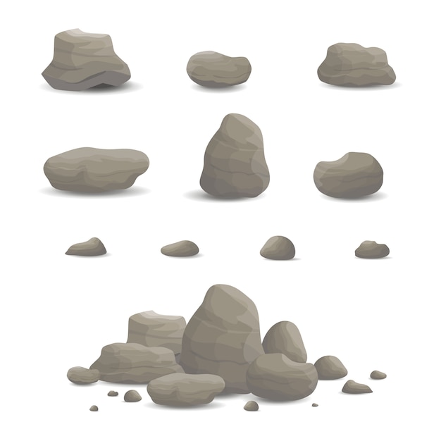 Vector dibujos animados de conjunto de piedra y roca