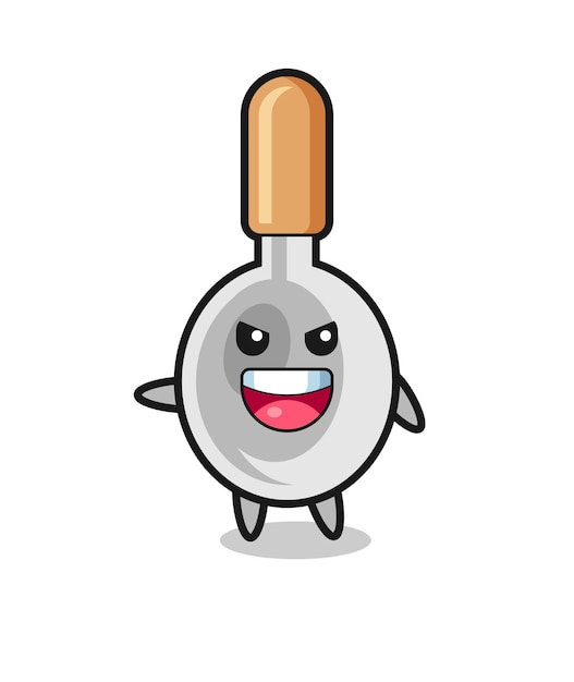 Dibujos animados de cuchara de cocina con pose muy emocionada
