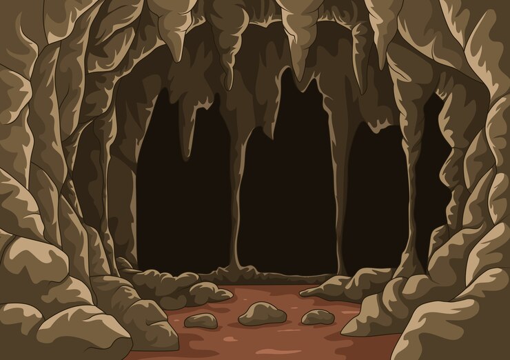 Vector dibujos animados de la cueva con estalactitas