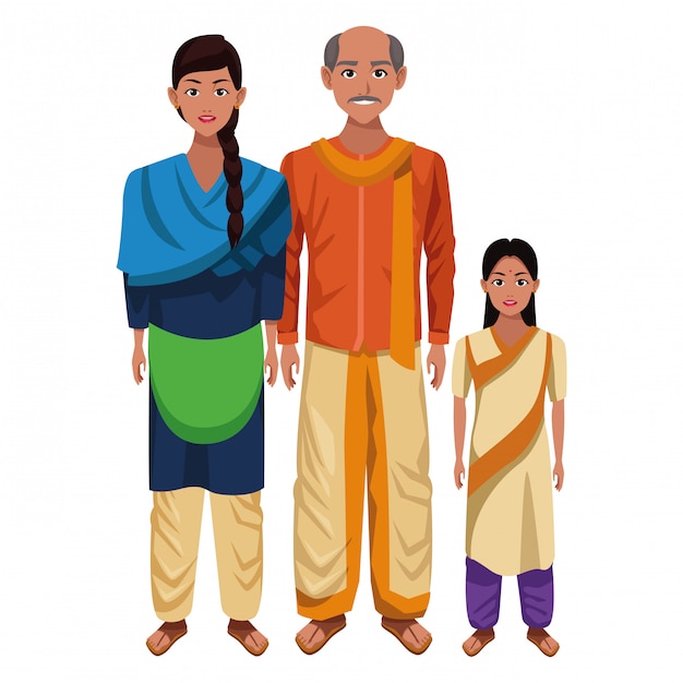 Vector dibujos animados de cultura oriental asiática india