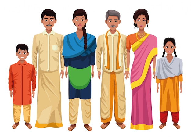 Vector dibujos animados de cultura oriental asiática india