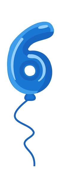 Dibujos animados cumpleaños seis globos ilustración vectorial