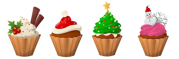 Dibujos animados de cupcakes de navidad