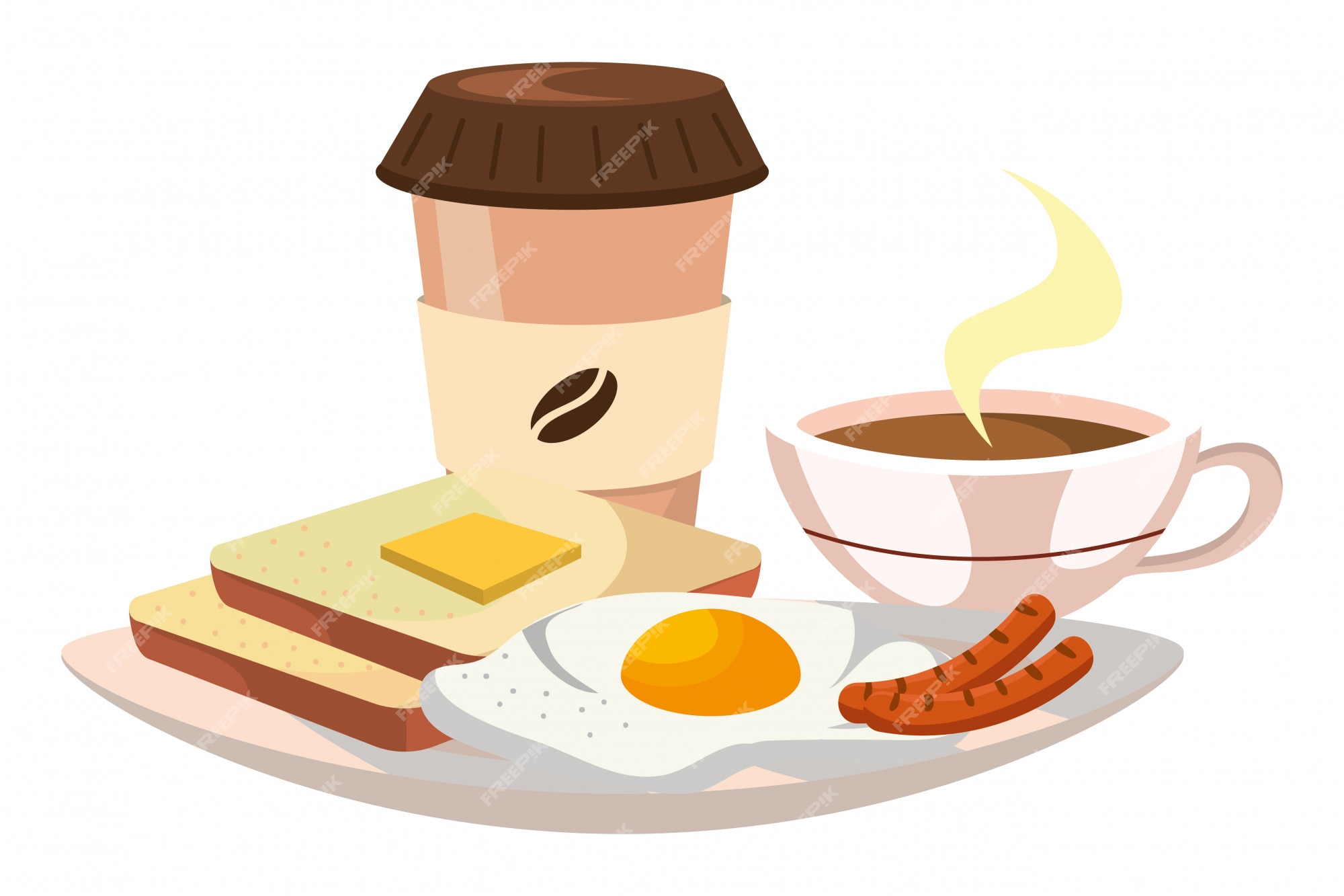 Dibujos animados delicioso desayuno sabroso | Vector Premium