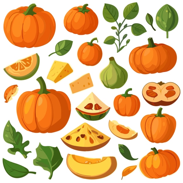 Dibujos animados detallados de vector plano de calabaza