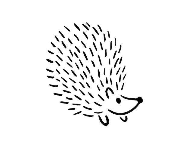 Dibujos animados dibujados a mano bonito erizo dibujado a mano adorable erizo animales del bosque dibujo de esquema para niños