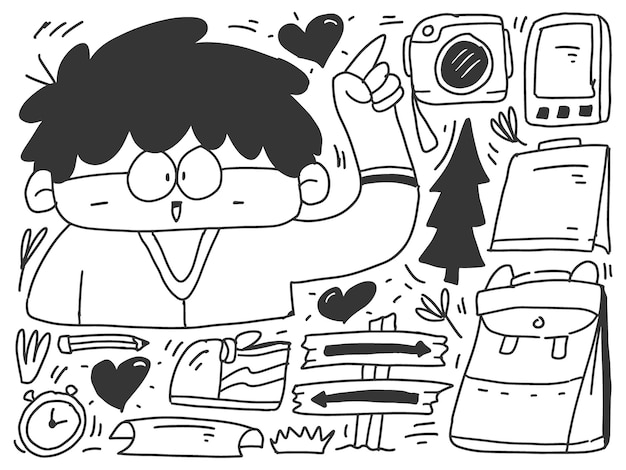 dibujos animados dibujados a mano doodle niños kawaii diseño