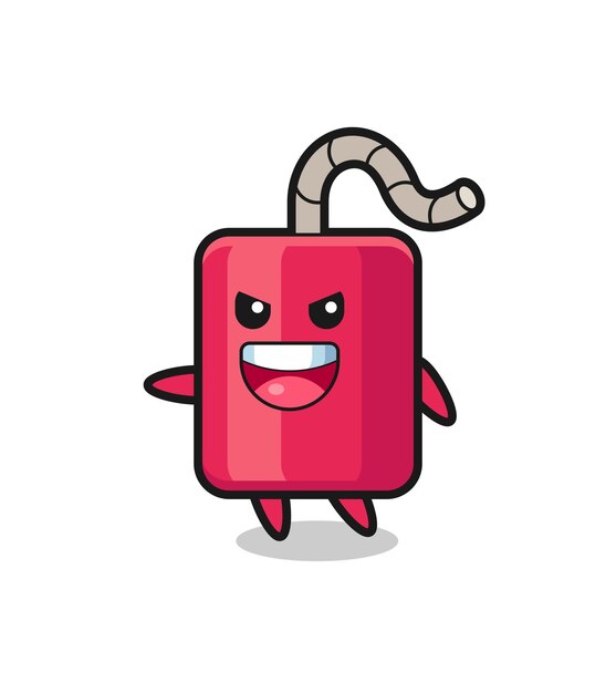 Dibujos animados de dinamita con pose muy emocionada, diseño de estilo lindo para camiseta, pegatina, elemento de logotipo