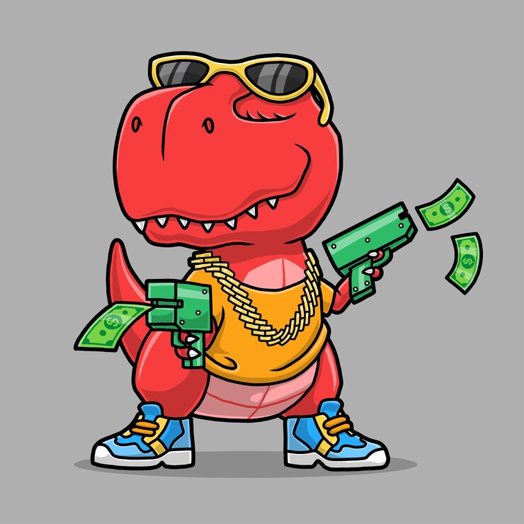 Vector dibujos animados de dinosaurios ricos frescos dibujados a mano