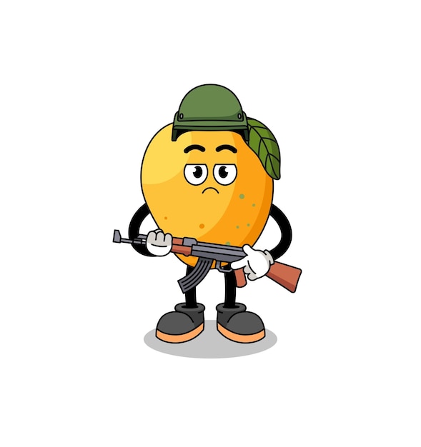 Dibujos animados de diseño de personajes de soldado de fruta de mango