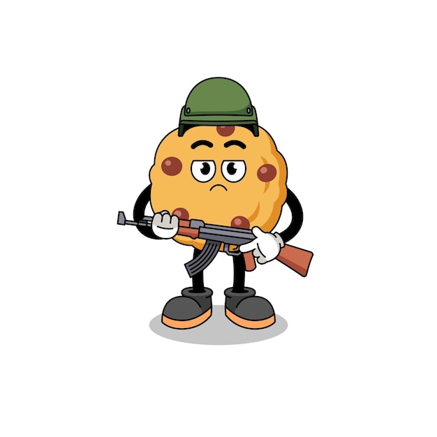 Dibujos animados de diseño de personajes de soldado de galleta con chispas de chocolate