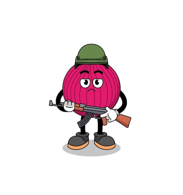 Dibujos animados de diseño de personajes de soldado rojo cebolla