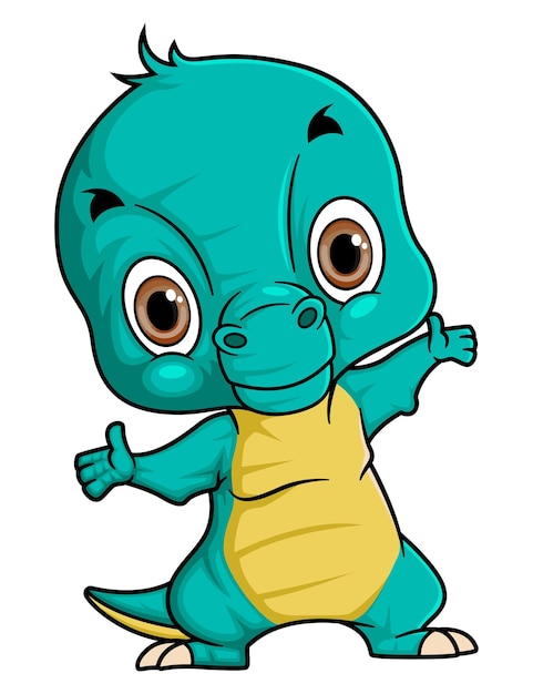 Dibujos animados divertido bebé tiranosaurio dinosaurio con buena pose