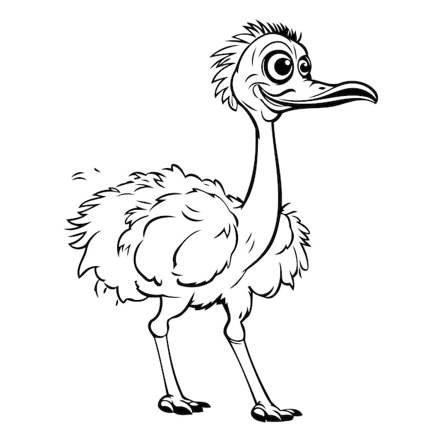 Dibujos animados divertidos avestruz ilustración vectorial de un avestruz lindo