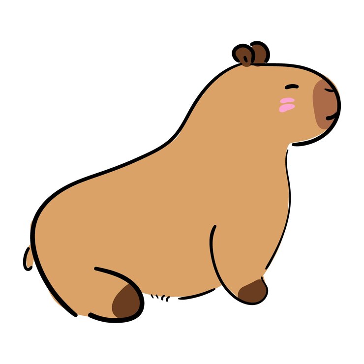 Vector dibujos animados divertidos cara de capibara niños gráfico vectorial ilustración dibujada a mano