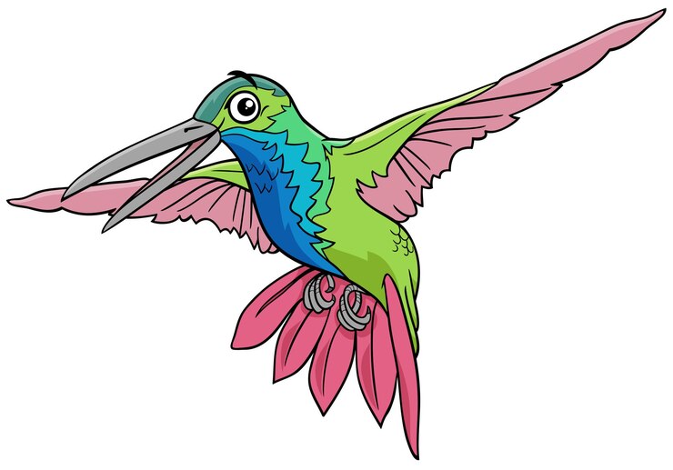 Vector dibujos animados divertidos colibrí pájaro personaje animal
