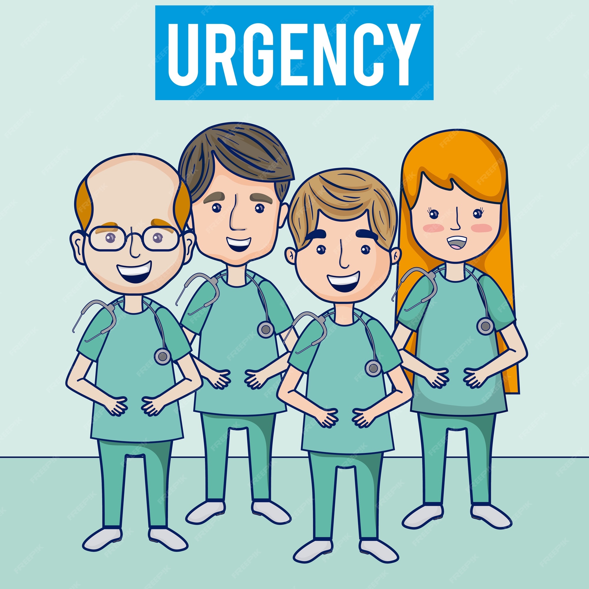 Dibujos animados divertidos del equipo médico de urgencias del hospital | Vector Premium Dibujos animados divertidos del equipo médico de urgencias del hospital | Vector Premium
