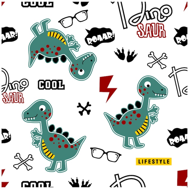 dibujos animados divertidos sin fisuras cool dino