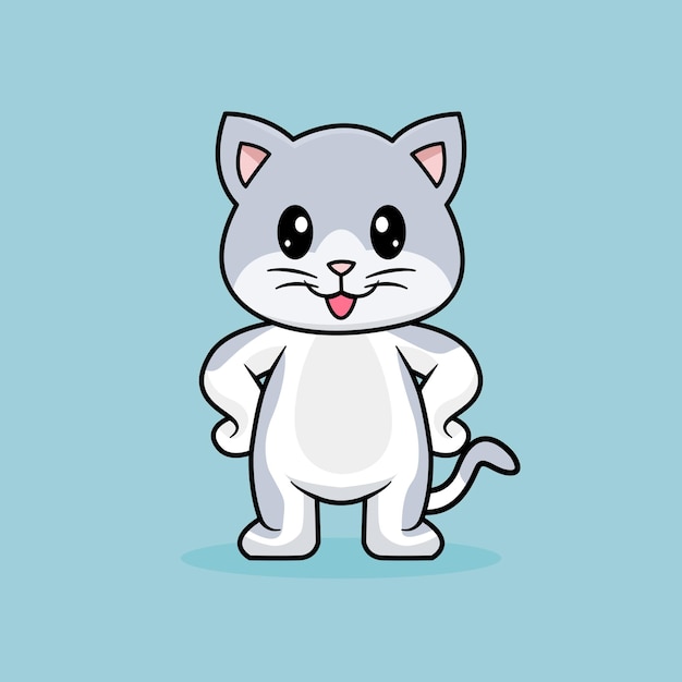 Dibujos animados divertidos gatos lindo gato gris diseño vectorial