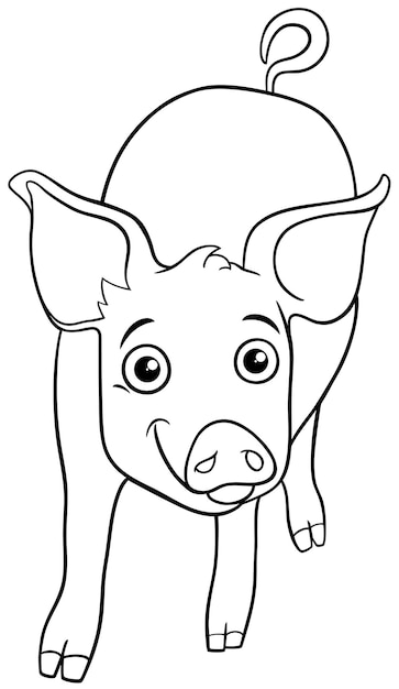 dibujos animados divertidos granja de cerdos personaje animal página de colorear