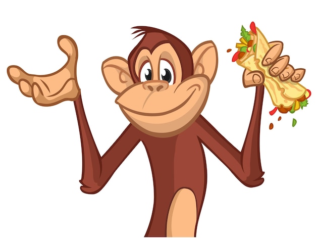 Dibujos animados divertidos de monos chimpancés Ilustración vectorial aislada en blanco