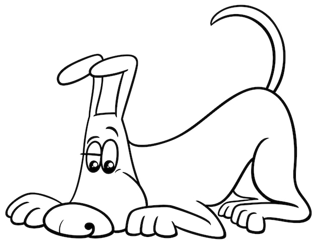 dibujos animados divertidos olfateando perro marrón personaje animal cómico