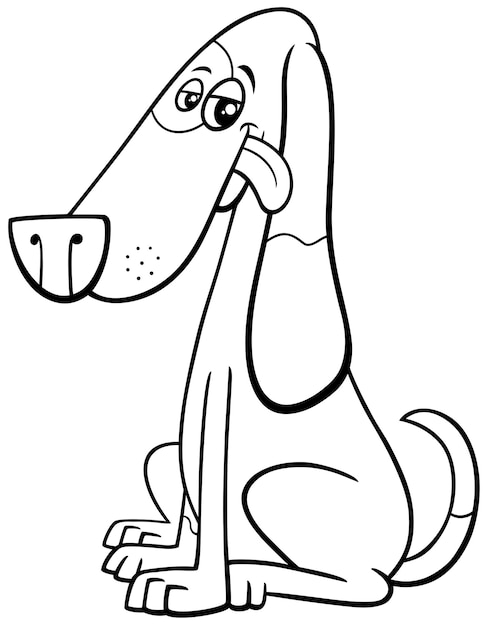 dibujos animados divertidos perro manchado personaje de animal cómico página de colorear