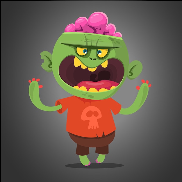 Dibujos animados divertidos zombies Halloween ilustración vectorial de monstruo aterrador